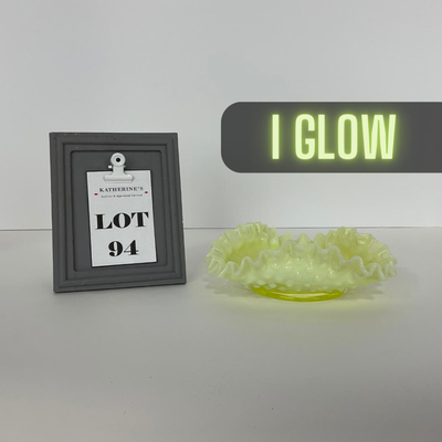 -94- URANIUM | Opalescent Yellow Hobnail Dish