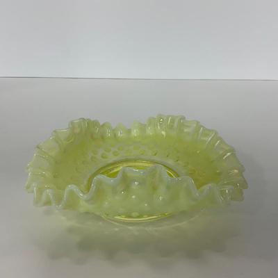-94- URANIUM | Opalescent Yellow Hobnail Dish
