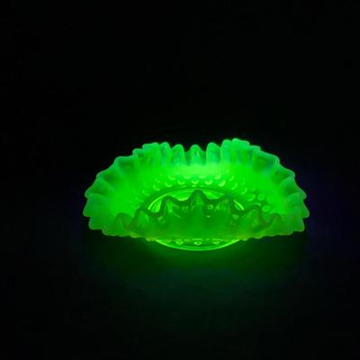 -94- URANIUM | Opalescent Yellow Hobnail Dish