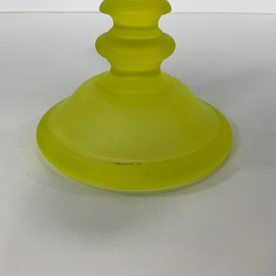 -96- URANIUM | Satin Vaseline Glass Candlestick