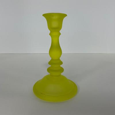 -96- URANIUM | Satin Vaseline Glass Candlestick