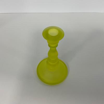 -96- URANIUM | Satin Vaseline Glass Candlestick