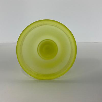 -96- URANIUM | Satin Vaseline Glass Candlestick
