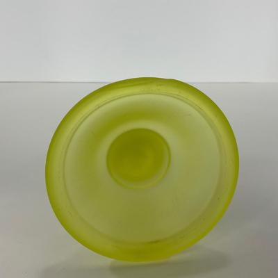 -96- URANIUM | Satin Vaseline Glass Candlestick