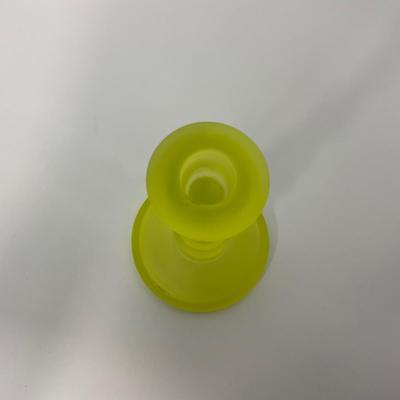 -96- URANIUM | Satin Vaseline Glass Candlestick