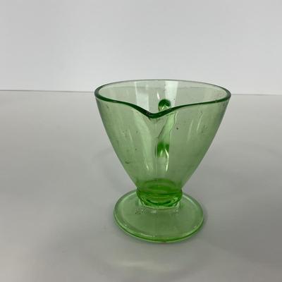 -97- URANIUM | Green Depression Glass | Sugar & Creamer