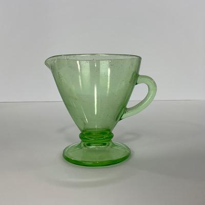-97- URANIUM | Green Depression Glass | Sugar & Creamer