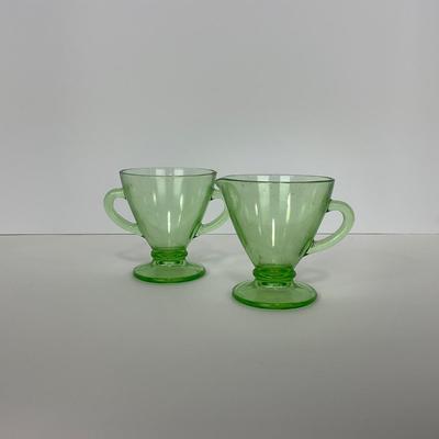 -97- URANIUM | Green Depression Glass | Sugar & Creamer