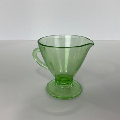 -97- URANIUM | Green Depression Glass | Sugar & Creamer