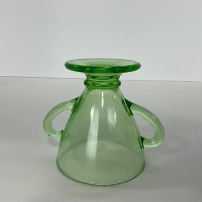 -97- URANIUM | Green Depression Glass | Sugar & Creamer