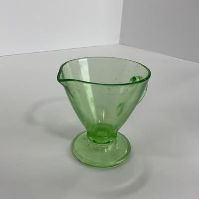 -97- URANIUM | Green Depression Glass | Sugar & Creamer
