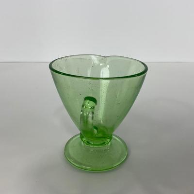 -97- URANIUM | Green Depression Glass | Sugar & Creamer