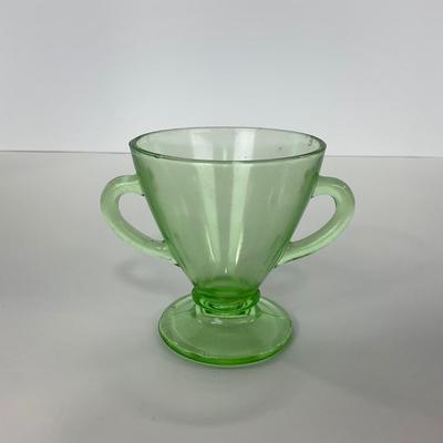 -97- URANIUM | Green Depression Glass | Sugar & Creamer