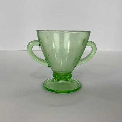 -97- URANIUM | Green Depression Glass | Sugar & Creamer