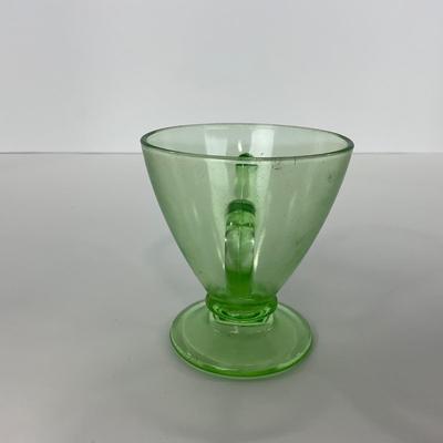 -97- URANIUM | Green Depression Glass | Sugar & Creamer