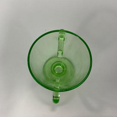 -97- URANIUM | Green Depression Glass | Sugar & Creamer