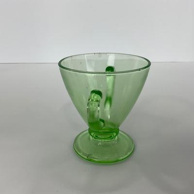 -97- URANIUM | Green Depression Glass | Sugar & Creamer