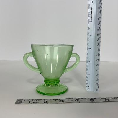 -97- URANIUM | Green Depression Glass | Sugar & Creamer
