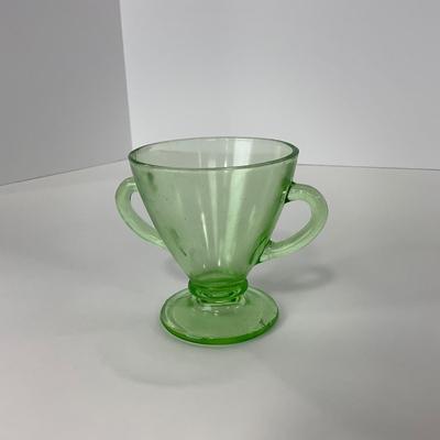 -97- URANIUM | Green Depression Glass | Sugar & Creamer