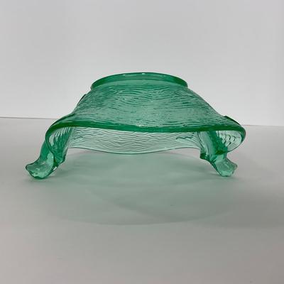 -98-URANIUM | Vaseline Glass Candy Dish With Doves