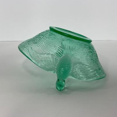 -98-URANIUM | Vaseline Glass Candy Dish With Doves
