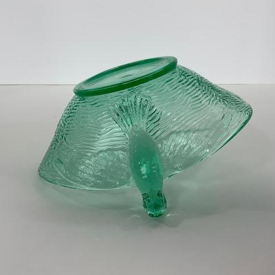 -98-URANIUM | Vaseline Glass Candy Dish With Doves