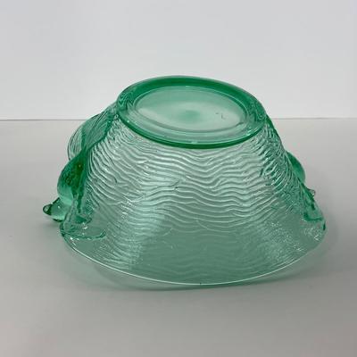 -98-URANIUM | Vaseline Glass Candy Dish With Doves