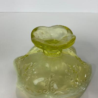 -99- URANIUM | Opalescent Vaseline Short Compote