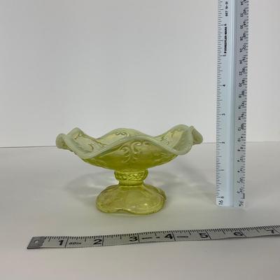 -99- URANIUM | Opalescent Vaseline Short Compote