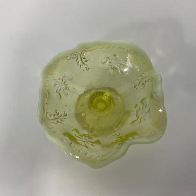 -99- URANIUM | Opalescent Vaseline Short Compote