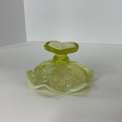 -99- URANIUM | Opalescent Vaseline Short Compote