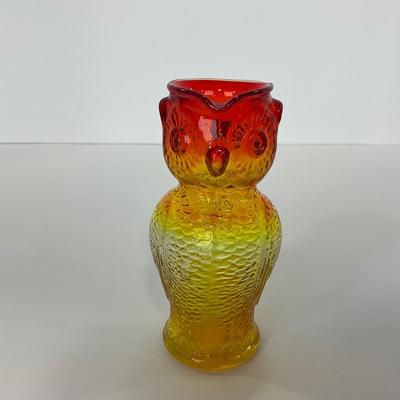 -100- GLASSWARE | Vintage Kanawha Hand Blown Amberina Owl Pitcher