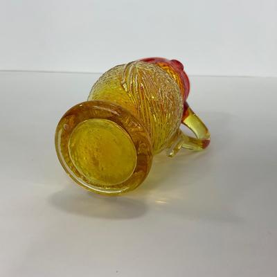 -100- GLASSWARE | Vintage Kanawha Hand Blown Amberina Owl Pitcher