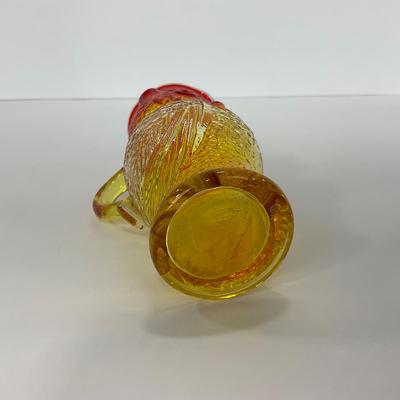 -100- GLASSWARE | Vintage Kanawha Hand Blown Amberina Owl Pitcher