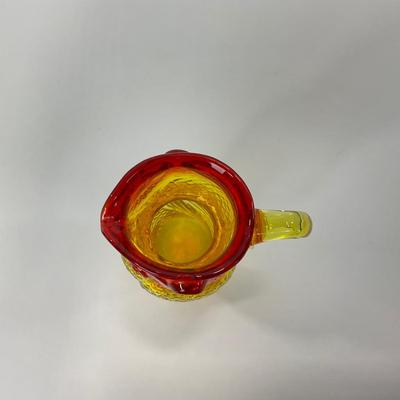 -100- GLASSWARE | Vintage Kanawha Hand Blown Amberina Owl Pitcher