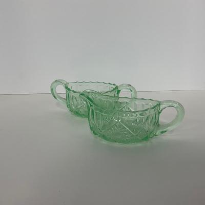 -101- URANIUM | Vintage Mint Green Creamer & Sugar
