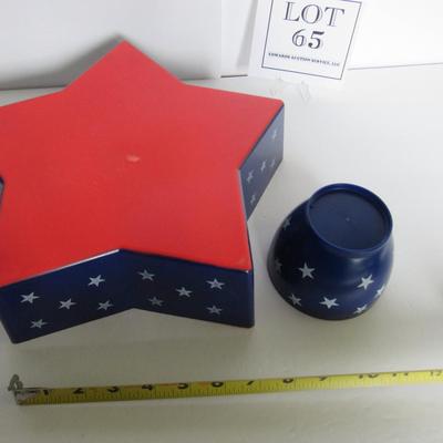 Nice Unused Patriotic Star Chip and Dip Set, Plastic