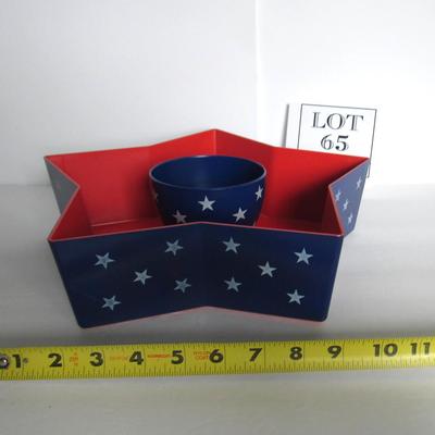 Nice Unused Patriotic Star Chip and Dip Set, Plastic