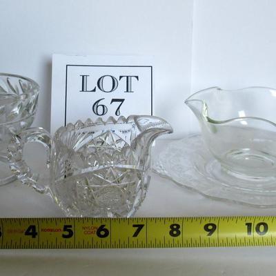 Misc Glassware: Cut Glass Creamer, Cambridge Diane Plate, More