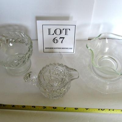 Misc Glassware: Cut Glass Creamer, Cambridge Diane Plate, More