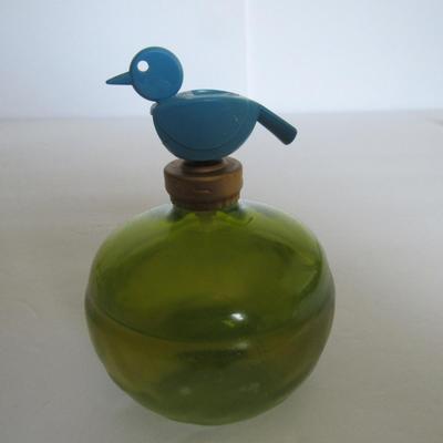 Art Deco Glass Double Perfume Bottle and Vintage Avon Perfume With Bird Spray Finial