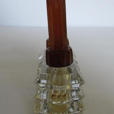 Art Deco Glass Double Perfume Bottle and Vintage Avon Perfume With Bird Spray Finial