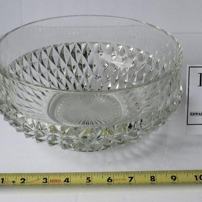 Vintage Indiana Glass Diamond Point Large Heavy Glass Serving Bowl