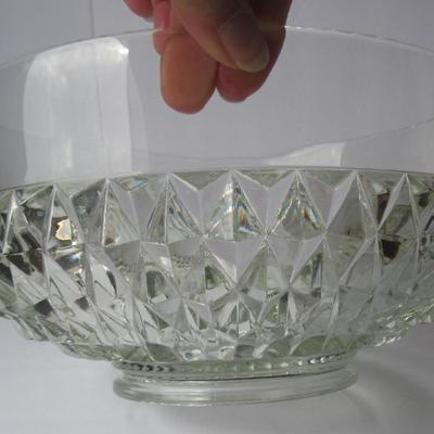 Vintage Indiana Glass Diamond Point Large Heavy Glass Serving Bowl