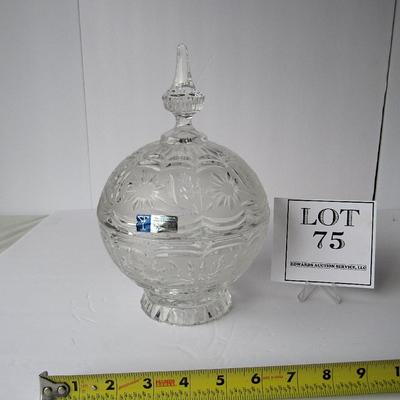 Pretty Fancy Hand Cut Lead Glass Covered Candy Dish, Yugoslovia