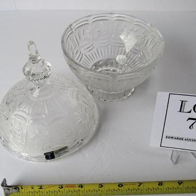 Pretty Fancy Hand Cut Lead Glass Covered Candy Dish, Yugoslovia