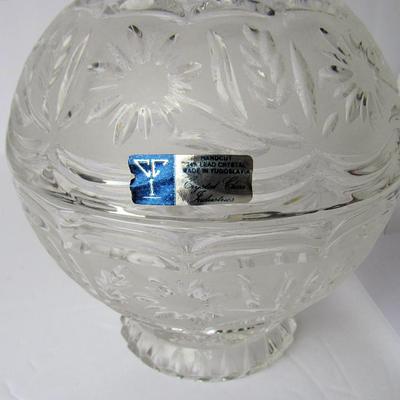 Pretty Fancy Hand Cut Lead Glass Covered Candy Dish, Yugoslovia