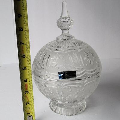 Pretty Fancy Hand Cut Lead Glass Covered Candy Dish, Yugoslovia