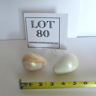 Two Vintage Gibson Glass Art Glass Eggs