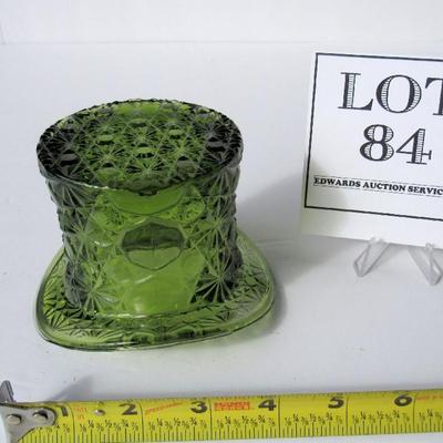 Vintage Green Pressed Glass Hat, Possibly Fenton